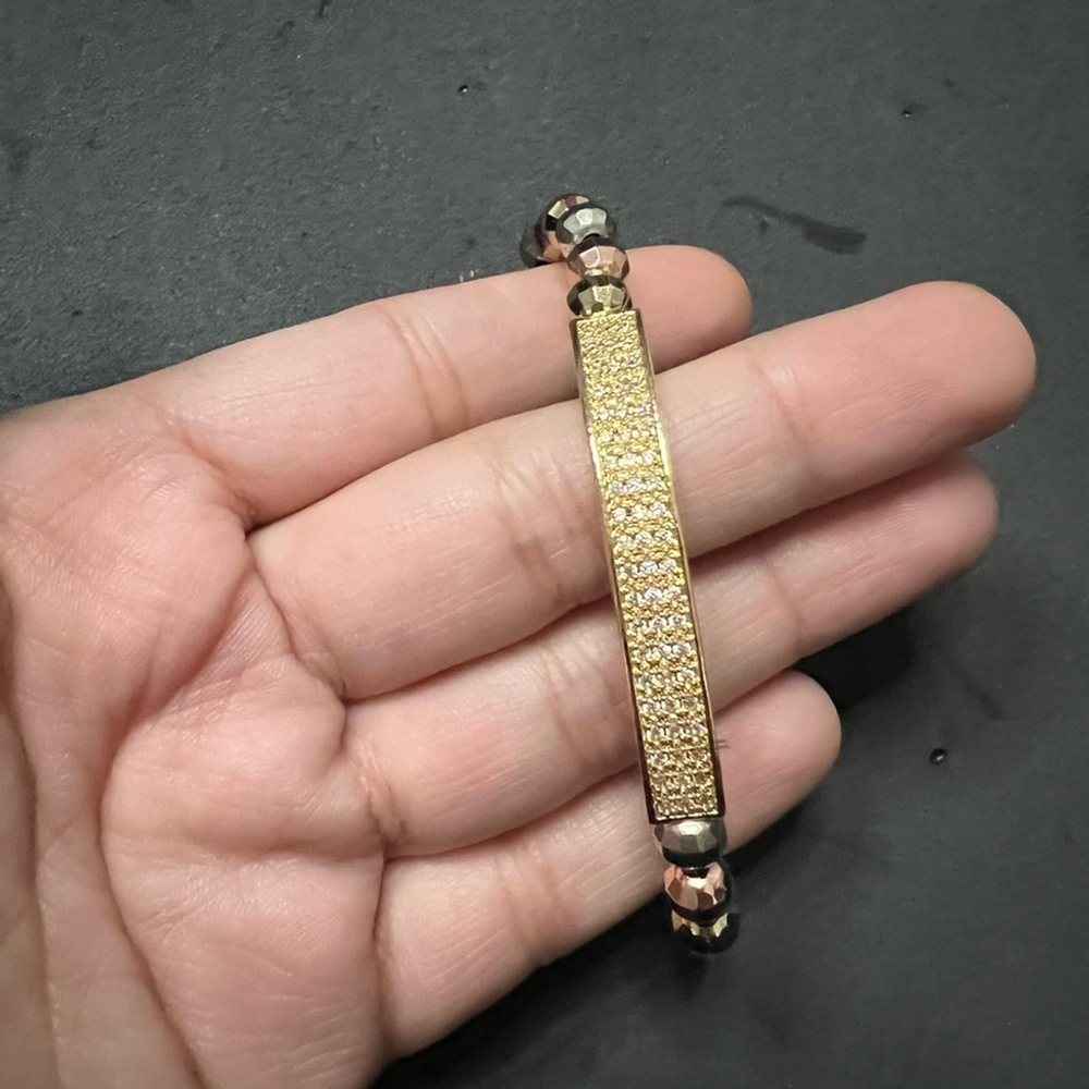 14K Gold Plated Women's Tri-Color Pearl Bracelet Brand New - Picture 6 of 6